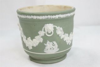 Vintage Wedgwood Green 4 Lion Heads Ladies Winged Horse Porcelain Planter