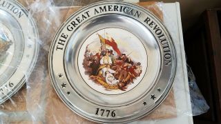 6 Vtg 1976 Great American Revolution Pewter Plates 1776 Bi - Centennial, 4
