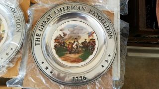 6 Vtg 1976 Great American Revolution Pewter Plates 1776 Bi - Centennial, 5