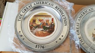 6 Vtg 1976 Great American Revolution Pewter Plates 1776 Bi - Centennial, 6