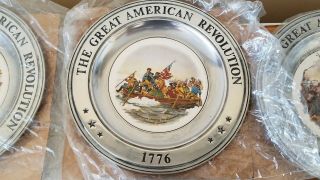6 Vtg 1976 Great American Revolution Pewter Plates 1776 Bi - Centennial, 7