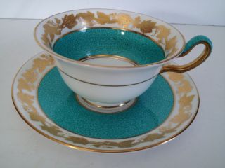 Wedgwood W3992 Whitehall Powder Turquoise Band Bone China Tea Cup And Saucer Set
