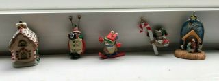 5 Miniature Hallmark Christmas Ornaments 1997; He Is Born,  Home Sweet Home.