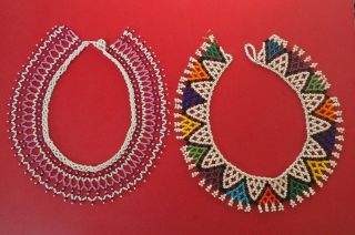 Two South African? Tribal Art Jewellery Beaded Bead Work Necklace / Collars Nr