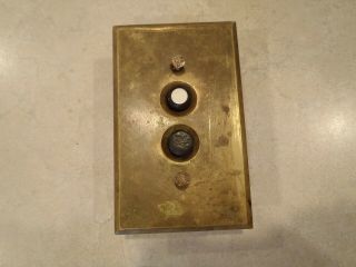 Old Push Button Switch Arrow Porcelain With Brass Plate Cover Antique Vintage