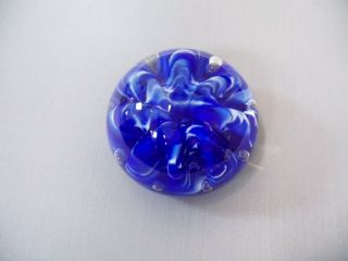Ripple Wave Colored Blue Wave Ribbon Art Glass Paperweight Signed Joe St.  Clair
