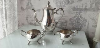 Vintage Viners Of Sheffield Silver Plate Teapot,  Milk Jug And Sugar Bowl
