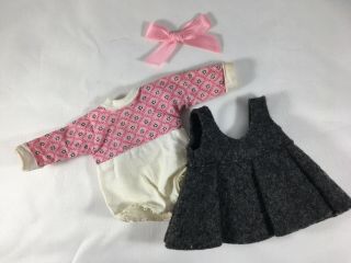 Medford Mass Tag Pink Top With Attached Panties & Gray Jumper,  Hairbow (no Doll)