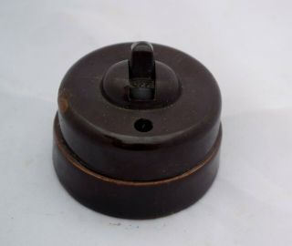 Vintage Bakelite Light Switch GEC Made in England Brown Switch 3