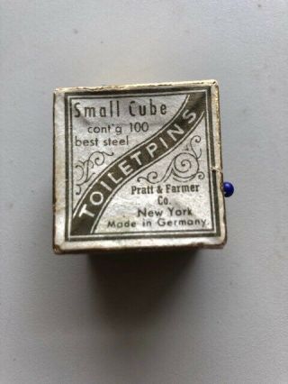 Antique Small Cube Made In German “toilet Pins” By Pratt & Farmer Co.  York