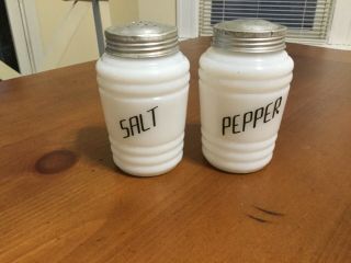 Vintage Hazel Atlas Milk Glass Salt Pepper Shakers