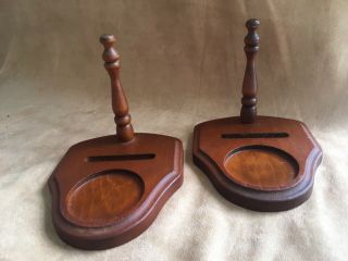 2 Vtg Wood Wooden Tea Cup & Saucer Stand Holder Display Teacup Easel
