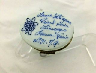 Limoges France Peint Main Blue Butterfly on Floral Box Trinket Box 14 - 3C 4