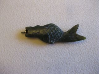 Antique Hand Carved Jade Fish Pendant Or Charm / Oriental