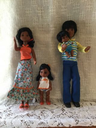 Vintage 1973 Mattel Happy Family African American Dolls