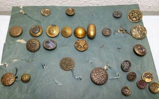26 Antique Vintage Buttons Brass,  Metal,  Flowers Designs,  Filigree & More J10