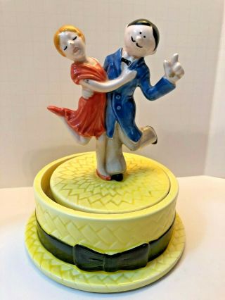 Vintage Swing Dance Couple Hat Music Box Quon - Quon Ceramic Yes Sir Thats My Baby