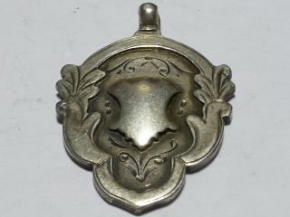 Antique Sterling Birmingham Silver Royal Shield Fob Medal 7g F12