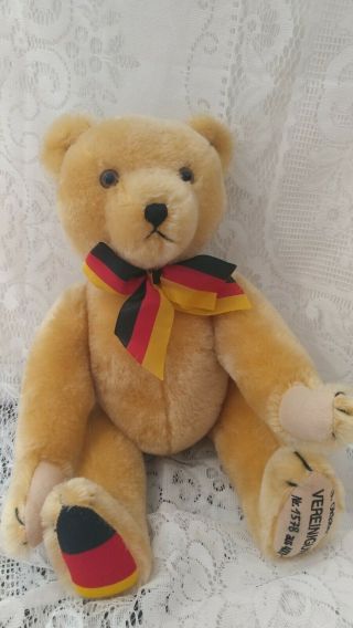 German Hermann Yellow Mohair 18 " Jointed Teddy Bear Growler October 1990 Euc