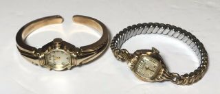 2 Vintage Bulova Women’s Watches 10k Rolled Gold Adjustable Bands