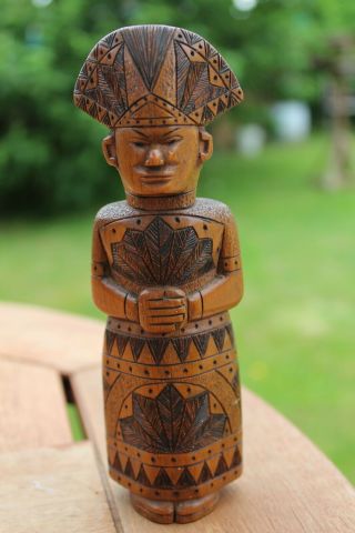 Vintage Carved Fruitwood Figure Of A Holy Man/deity
