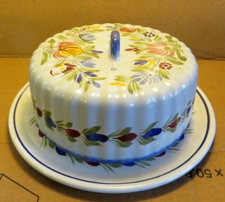 Antique French Ceramic Cake Keeper / Crumper - 7 " X 3.  5 " - Hand Signed