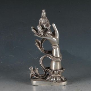 Exquisite Chinese Tibetan Silver Copper Buddha 