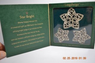 Longaberger Pewter Stars Christmas Ornament 2001