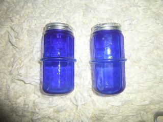 Vintage Glass Cobalt Blue Salt & Pepper Shaker Set