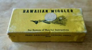 Vintage Fred Arbogast Hawaiian Wiggler Fishing Lure Box Only Akron Ohio 2