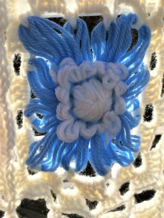 AFGHAN THROW Yarn Handmade Crochet knit Blanket Size Vintage Granny Square 3