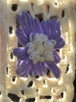 AFGHAN THROW Yarn Handmade Crochet knit Blanket Size Vintage Granny Square 4