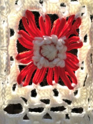 AFGHAN THROW Yarn Handmade Crochet knit Blanket Size Vintage Granny Square 5