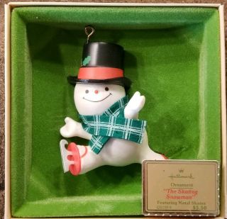Vintage Hallmark Keepsake Skating Snowman Ornament 1979 W/box