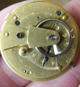 Antique Fusee Pocket Watch Movement,  J.  Sherwin Burton On Trent≥