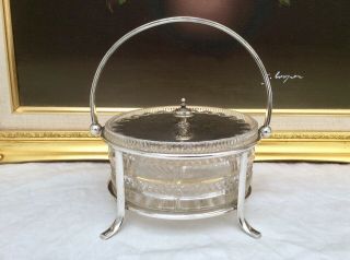 Fine Quality Antique Victorian Silver Plated & Cut Glass Butter/caviar Dish