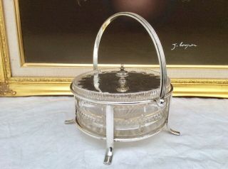 Fine Quality Antique Victorian Silver Plated & Cut Glass Butter/Caviar Dish 3