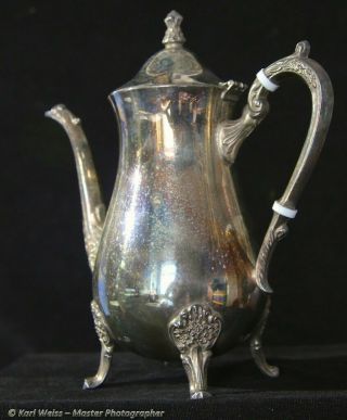 Silver - Plated Vintage Footed Coffee Pot Marked M R
