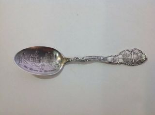 Sterling Silver Souvenir Spoon The Heart Of Detroit Michigan.  State Spoon