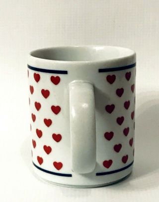 Vintage Copco 1982 Country Fine Porcelain Red Hearts Coffee Cup Mug Gift Japan 2