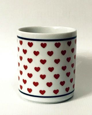 Vintage Copco 1982 Country Fine Porcelain Red Hearts Coffee Cup Mug Gift Japan 4