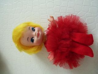 Remco Hong Kong - 1969 - Blonde Doll Finger Puppet - In Red Dress Body