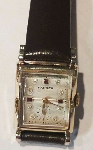 Mens Vintage Swiss Made Parker Jeweled Dial Wristwatch - Great