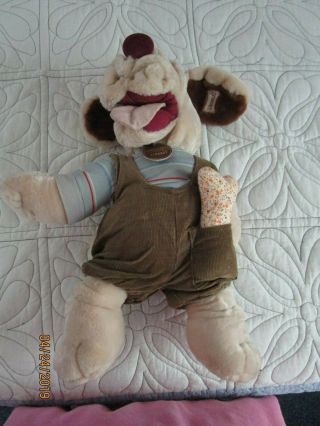 Ganz Wrinkles The Dog Hand Puppet Large 28 " Stuffed Plush Blood Hound 1981 Bone
