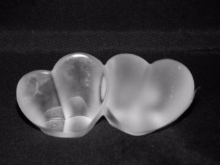 Cristalleries De Lorraine France Crystal Double Hearts Paperweight