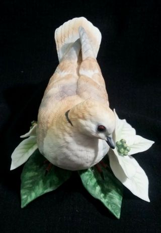 Lenox Fine Porcelain Turtle Dove Bird Figurine Poinsettia Flower Handcrafted