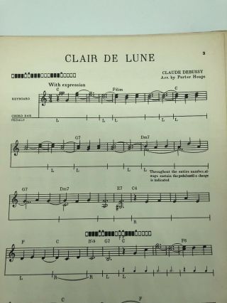 Sheet Music - Clair De Lune - Hammond Chord Organ - Claude Debussy - Vintage 2