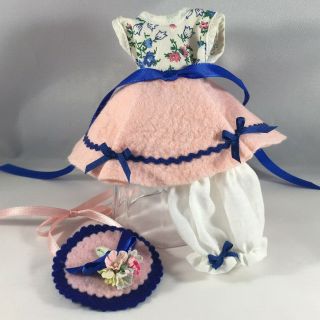 Vintage Pink W - Blue Bows Outfit For Ginny (no Doll)