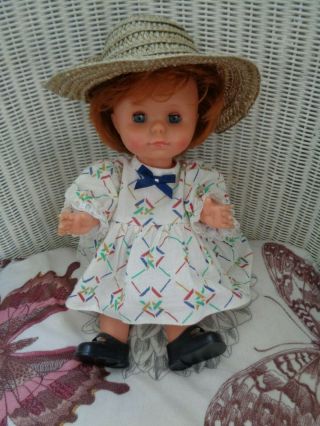 Gotz Puppe 11 " Vintage Doll Redhead Marked 28 Dress Shoes Hat