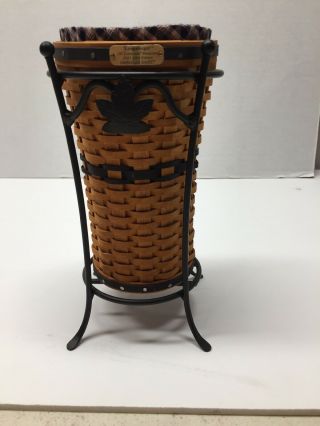 Longaberger Miniature Umbrella Basket W/fabric Liner,  Protector & Stand